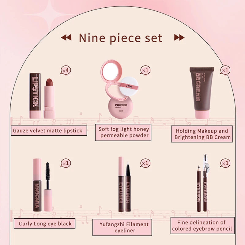 Coffret cadeau de maquillage HiVi, coffret cadeau de maquillage en poudre, coffret d'enregistrement de colle, coffret cadeau limité de rouge à lèvres en poudre, cadeau de la fête des Léons pour votre femme