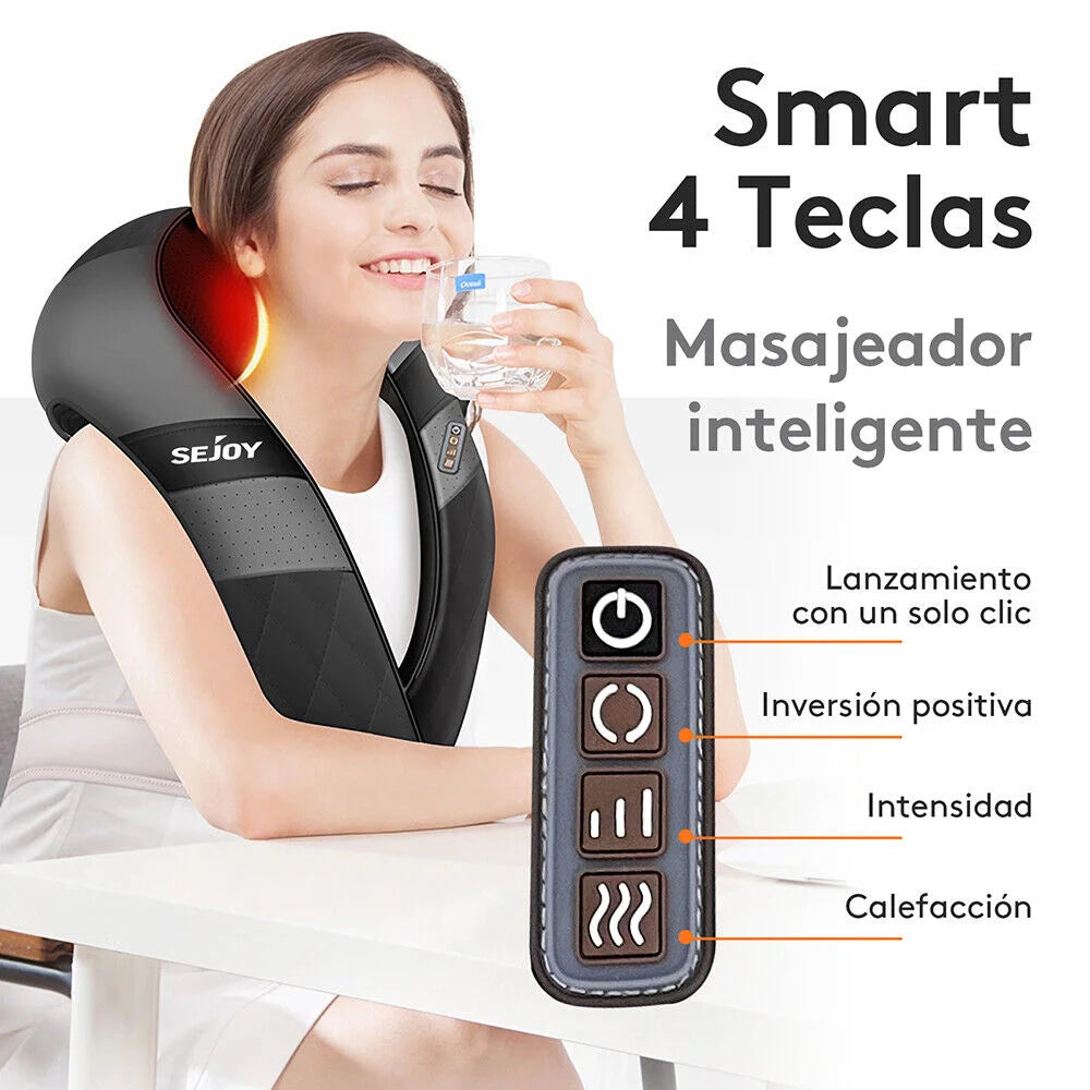 Masseur de cou rechargeable avec compression d'air chaud Massage de circulation sans fil Masseur électrique de cou et d'épaule