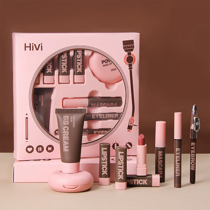 Coffret cadeau de maquillage HiVi, coffret cadeau de maquillage en poudre, coffret d'enregistrement de colle, coffret cadeau limité de rouge à lèvres en poudre, cadeau de la fête des Léons pour votre femme