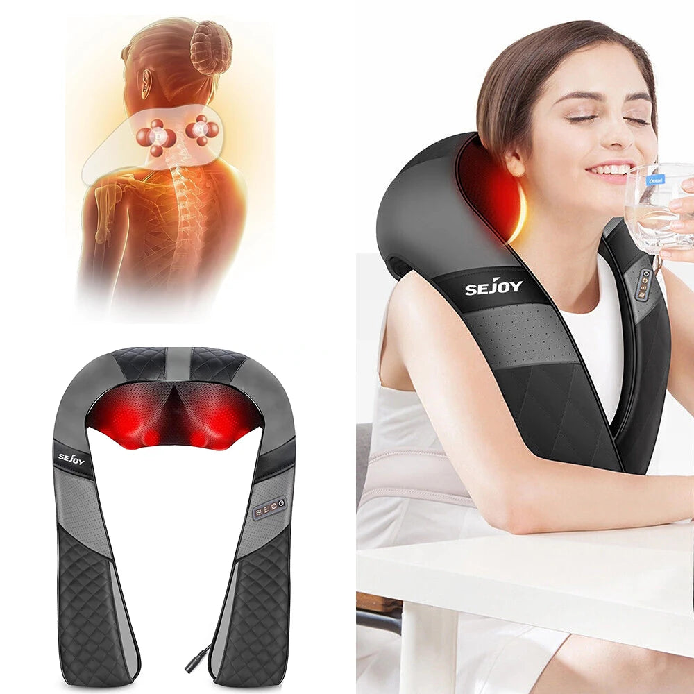 Masseur de cou rechargeable avec compression d'air chaud Massage de circulation sans fil Masseur électrique de cou et d'épaule