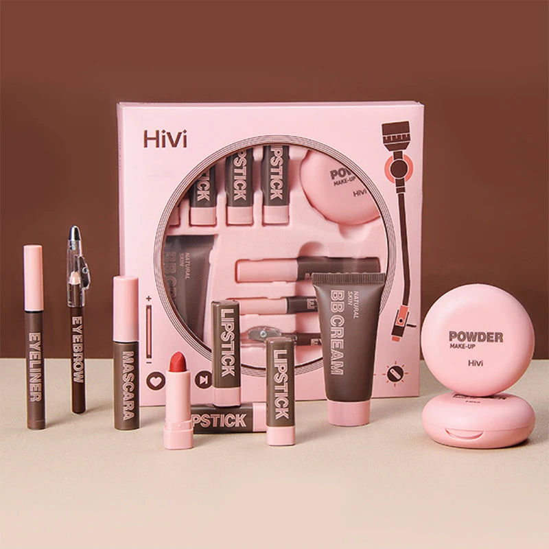 Coffret cadeau de maquillage HiVi, coffret cadeau de maquillage en poudre, coffret d'enregistrement de colle, coffret cadeau limité de rouge à lèvres en poudre, cadeau de la fête des Léons pour votre femme